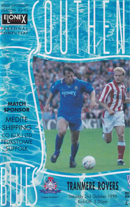 Southend United v Tranmere Rovers Match Programme 1993-10-02